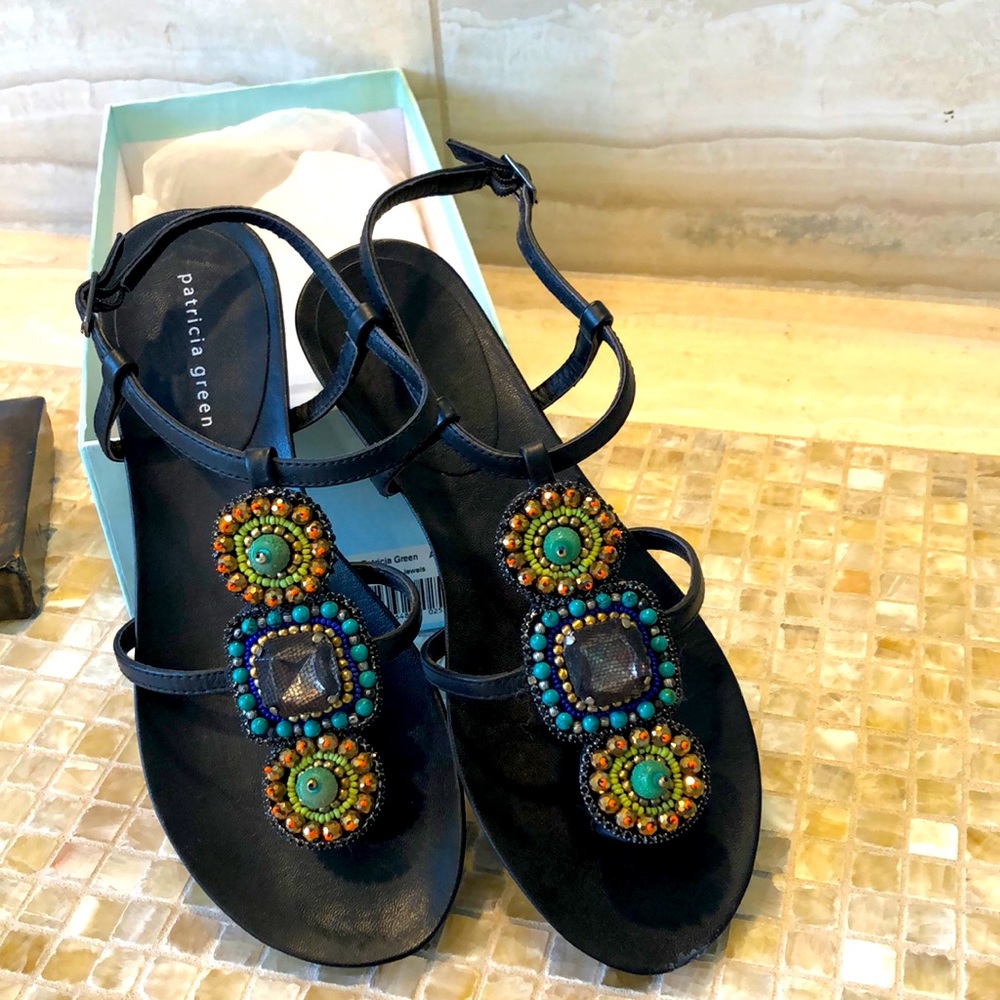 Patricia Green Alfreso Multi colored jewel sandals Size 8
